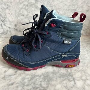 Ahnu Sugarpine Waterproof Hiking Boots Womens 9 Vibram Numentum Blue Pink